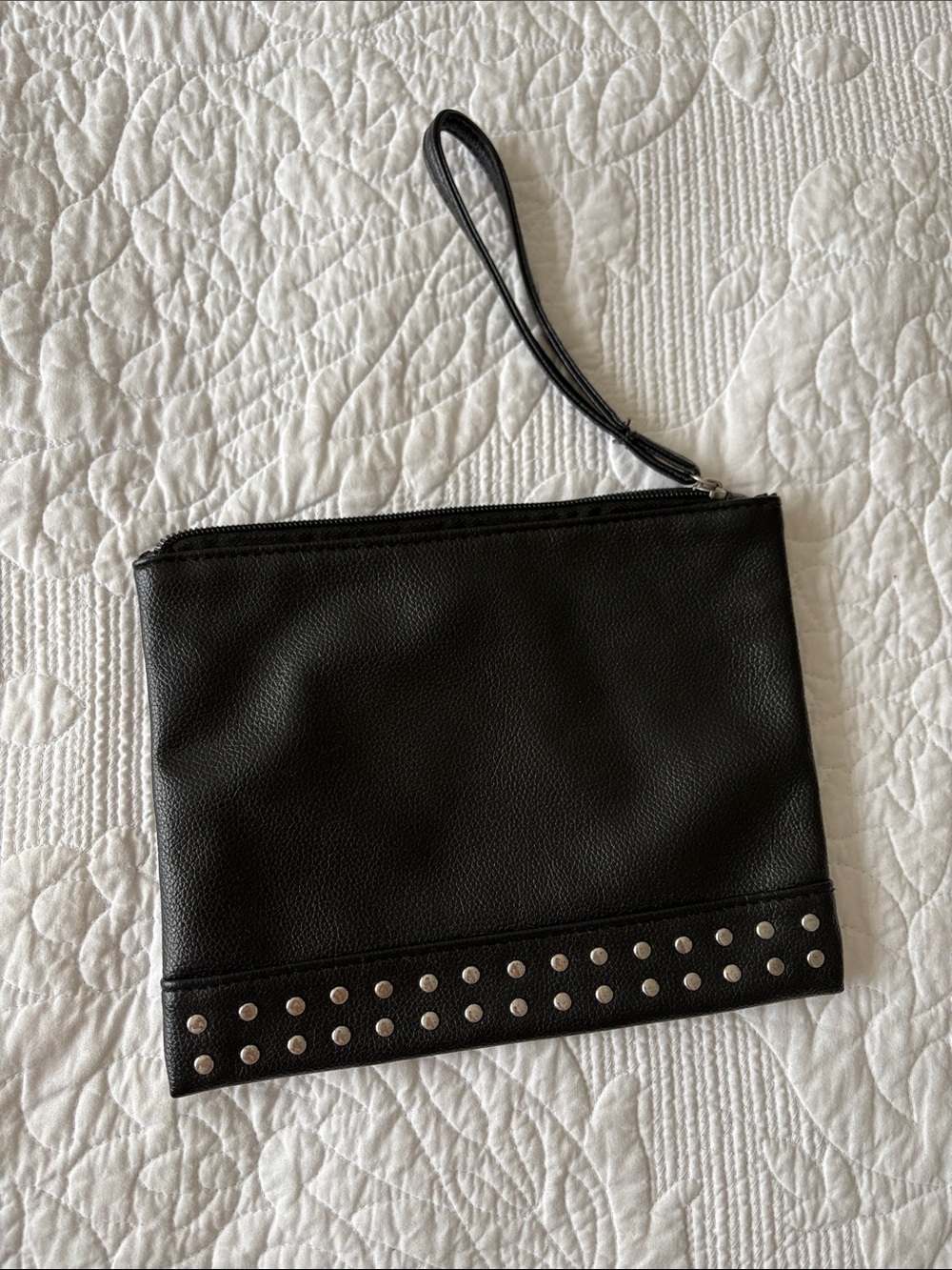 Black Studded Wristlet Clutch - Sleek Everyday Accessory